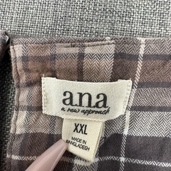 Brand New!  a.n.a a new approach Peplum Blouse XXL Babydoll Style Brown Tan Gray - Picture 2 of 14